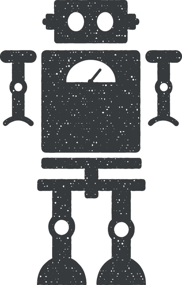 Toy robot vector icon illustration with stamp effect