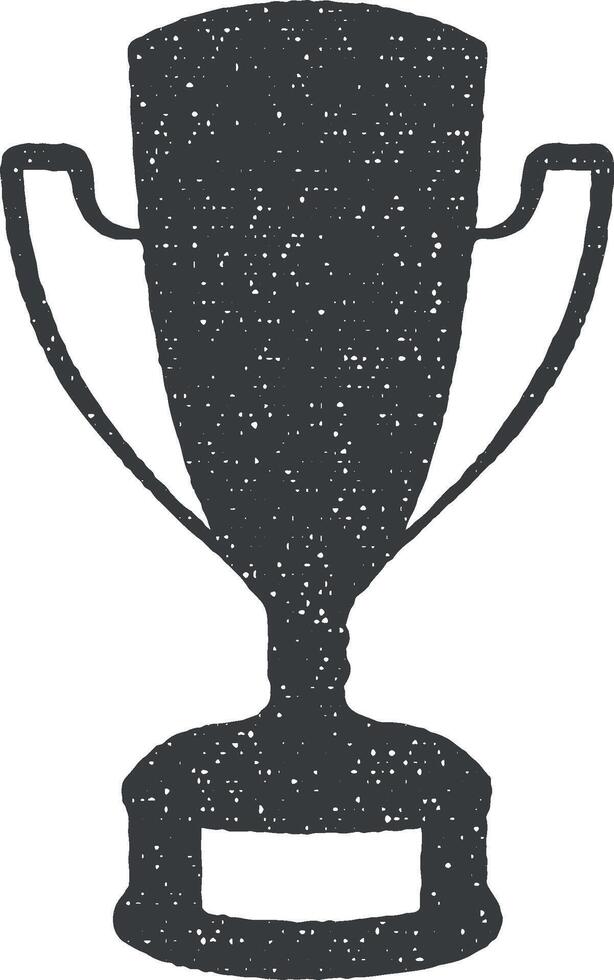 Winner trophy cup vector icon illustration with stamp effect