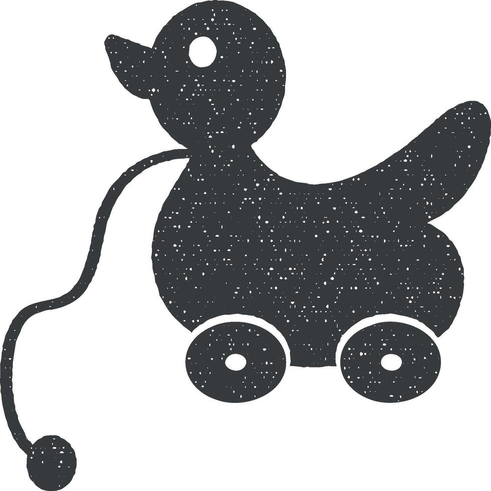 duck on wheels vector icon illustration with stamp effect