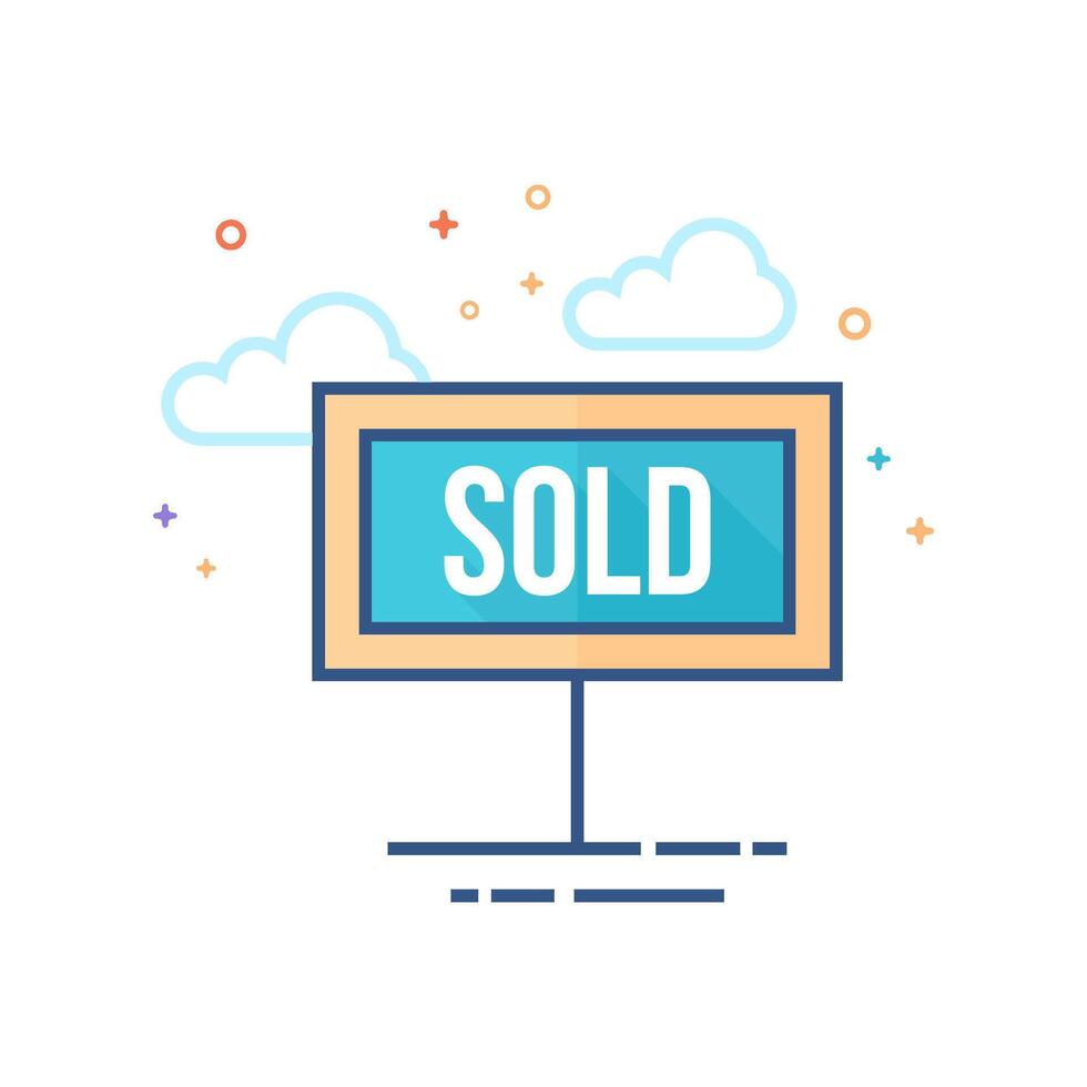 Sold out sign icon flat color style vector illustration