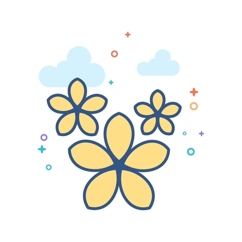 Jasmine flowers icon flat color style vector illustration