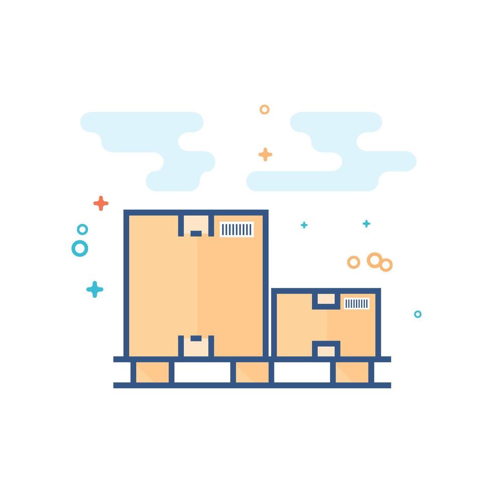 Logistic box icon flat color style vector illustration