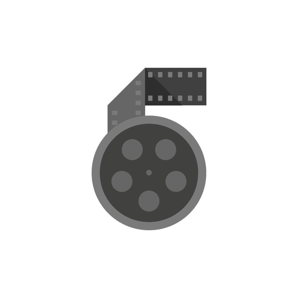 Cinema movie reel icon in flat color style. vector
