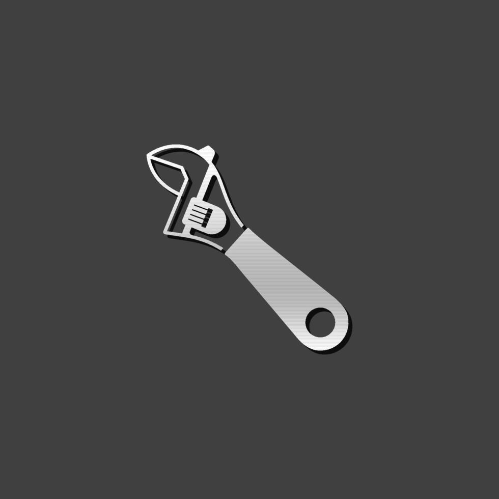 ajustable llave inglesa icono en metálico gris color estilo. vector