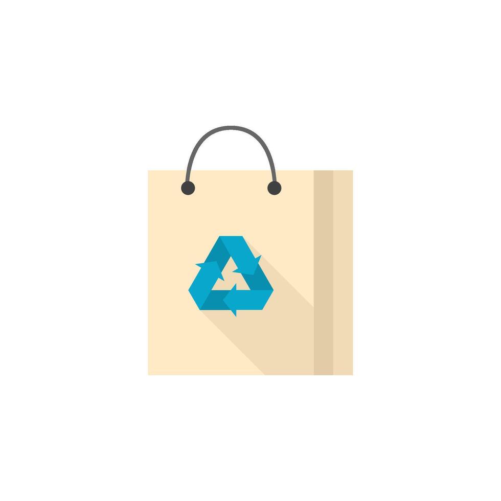 Recycle symbol icon in flat color style. Environment go green paper bag shopping buying store vector