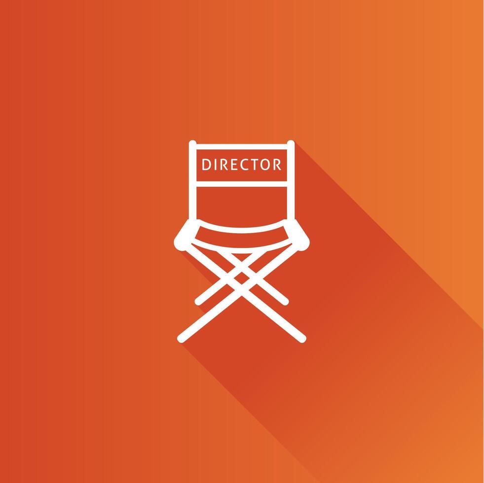 Office chair flat color icon long shadow vector illustration