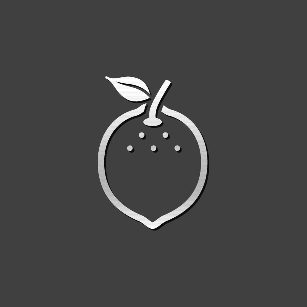 Lemon icon in metallic grey color style. Food fruit vitamin healthy diet vector