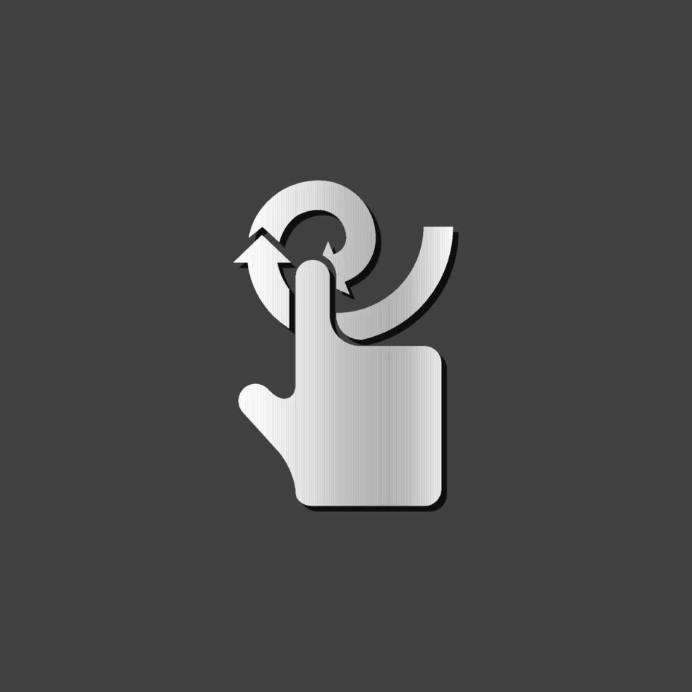 Finger gesture icon in metallic grey color style.Gadget touch pad smart phone laptop vector