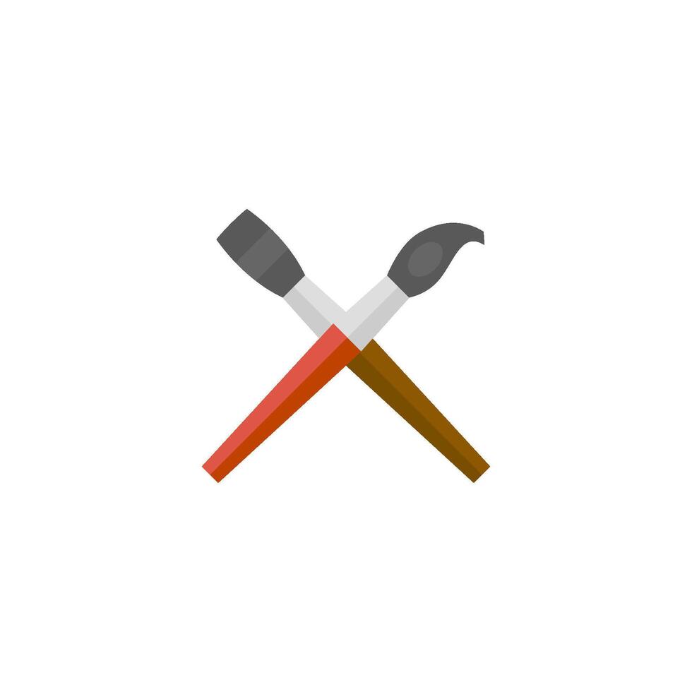 Paint brushes icon in flat color style. Artist, painting, drawing, artwork vector