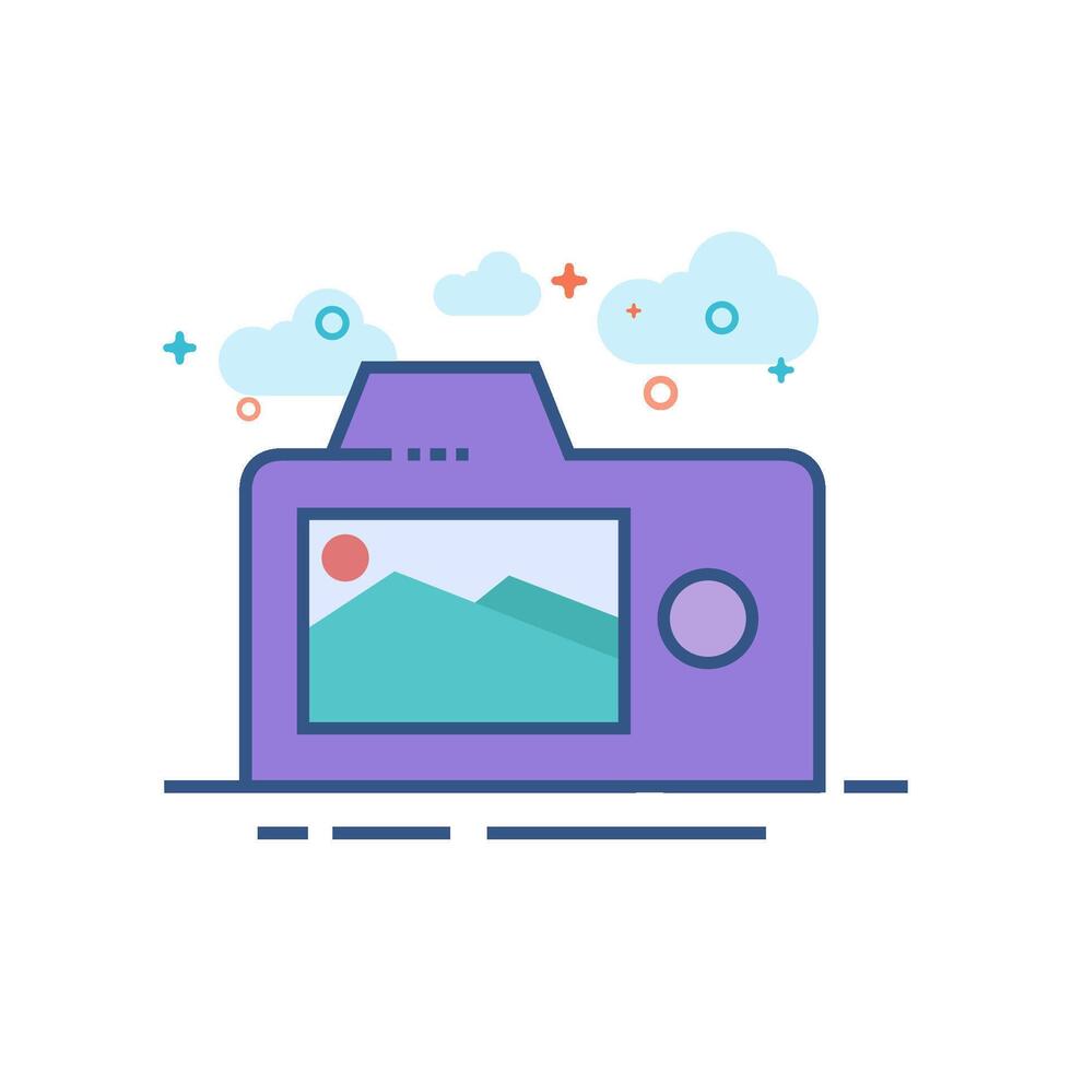 Camera icon flat color style vector illustration