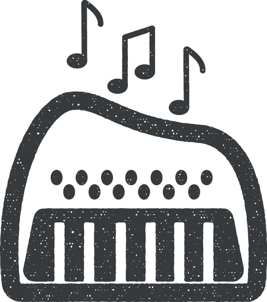 Toy piano vector icon illustration with stamp effect