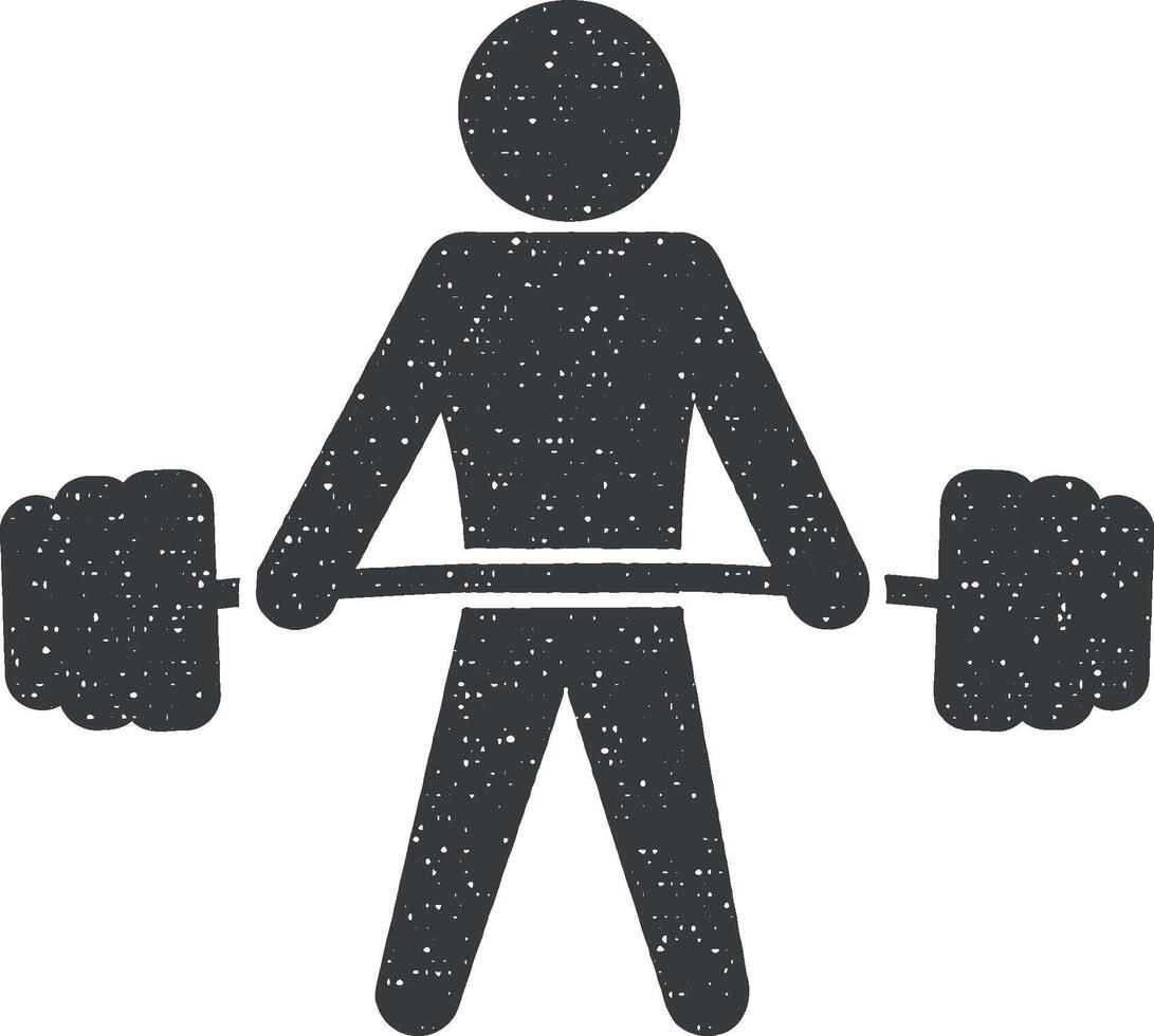 weightlifter vector icon illustration with stamp effect