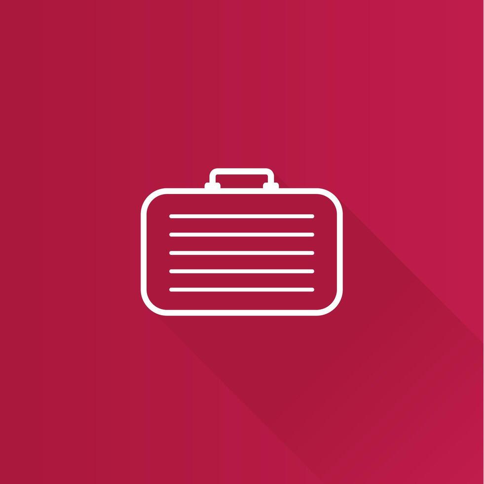 Business suitcase flat color icon long shadow vector illustration