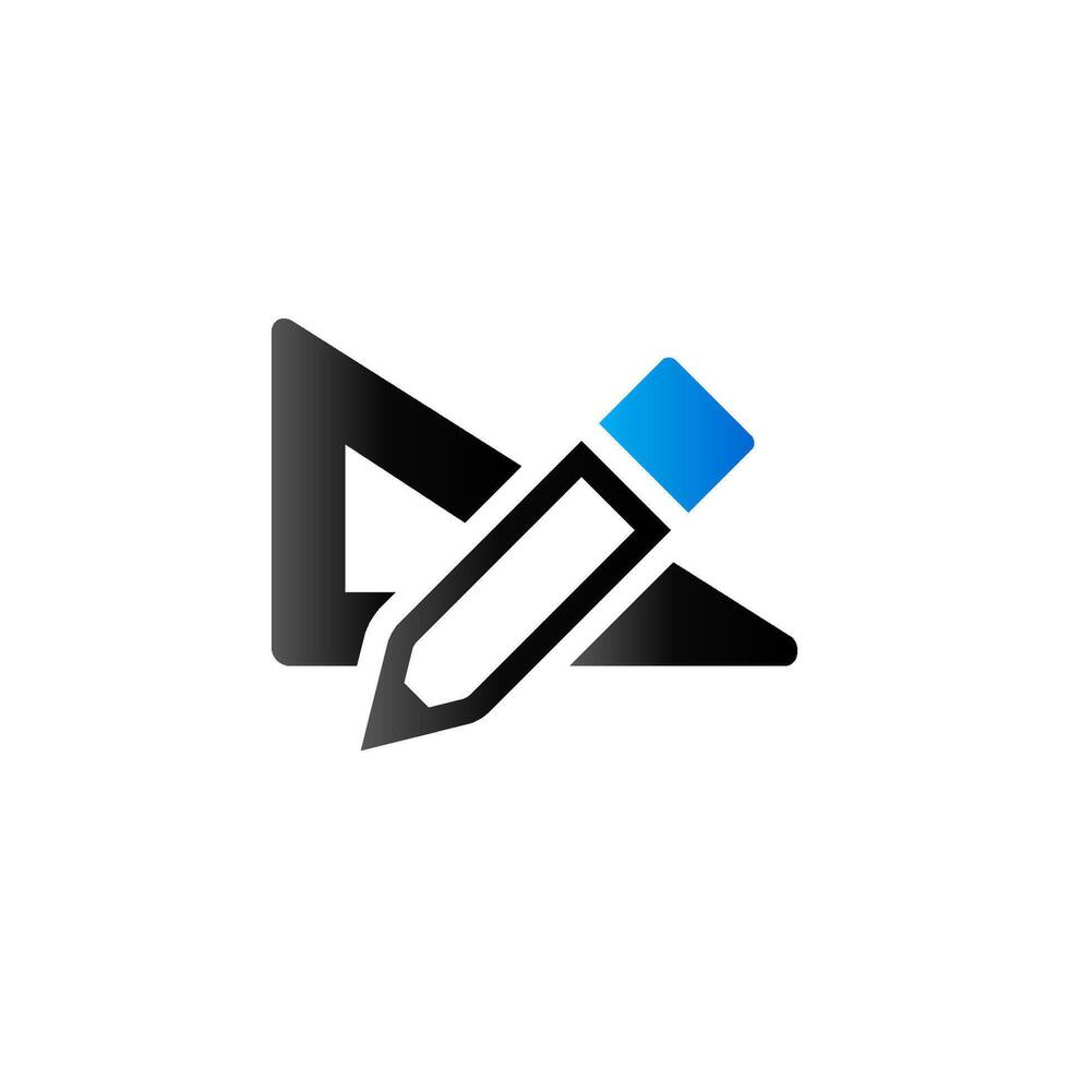 Pencil and ruler icon in duo tone color. Education equipment measure vector