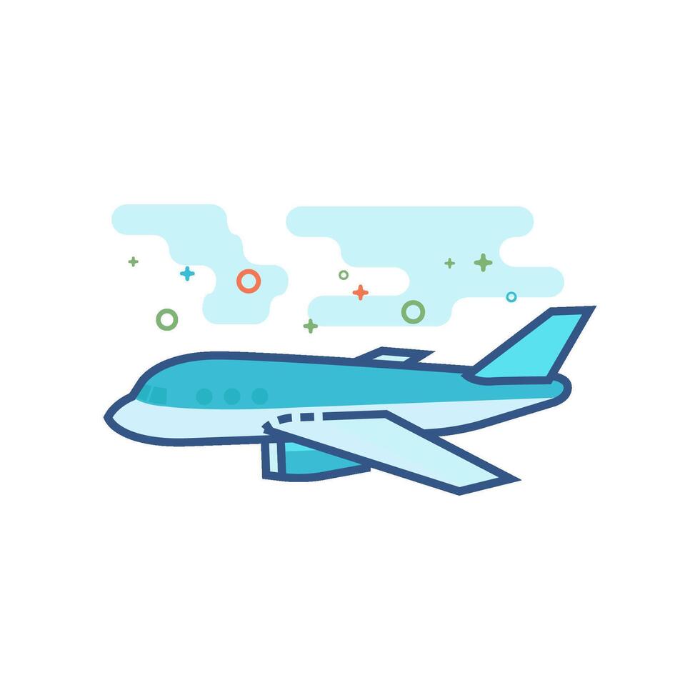 Airplane icon flat color style vector illustration