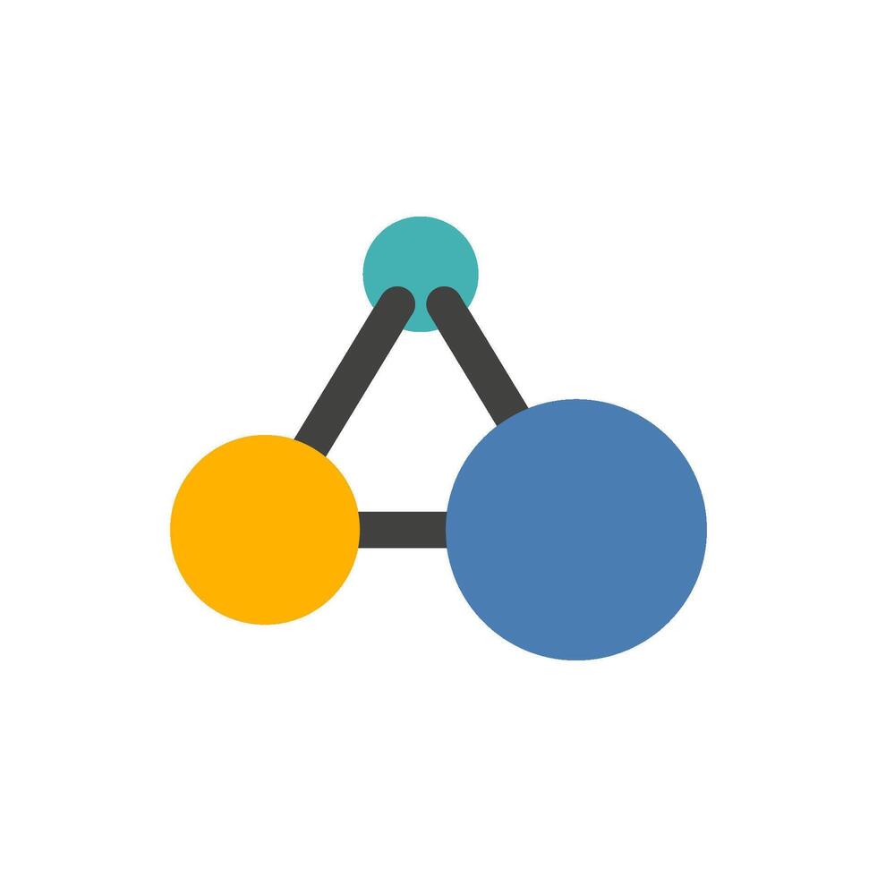 Connected dots icon in flat color style. Teamwork business vector