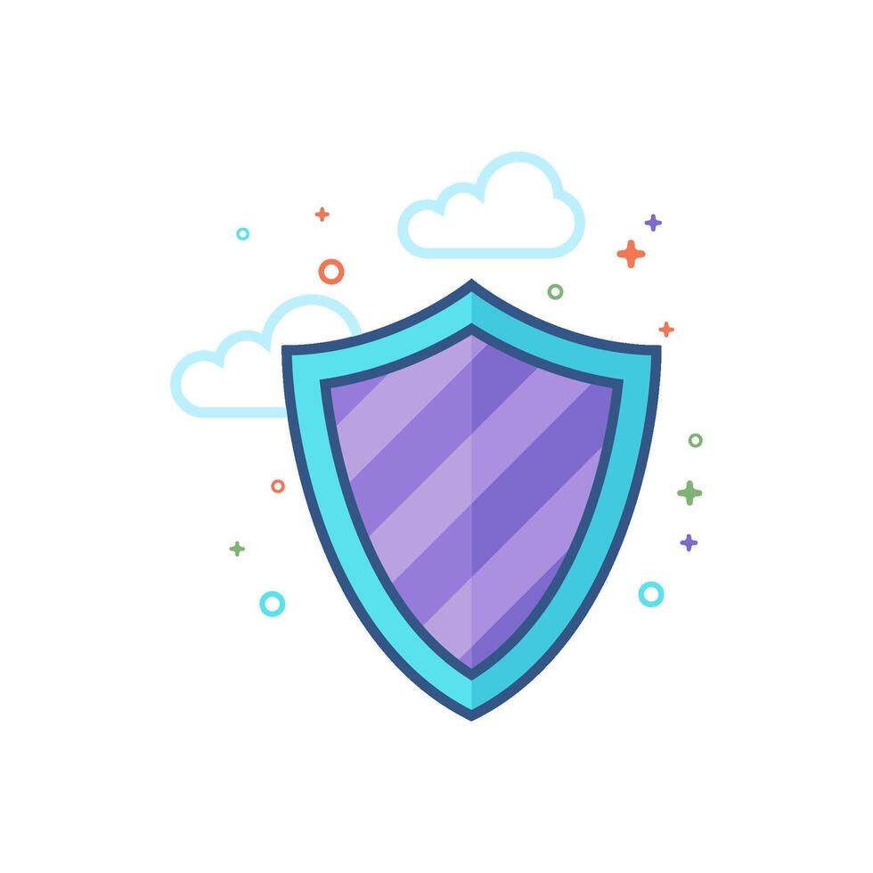 Shield icon flat color style vector illustration