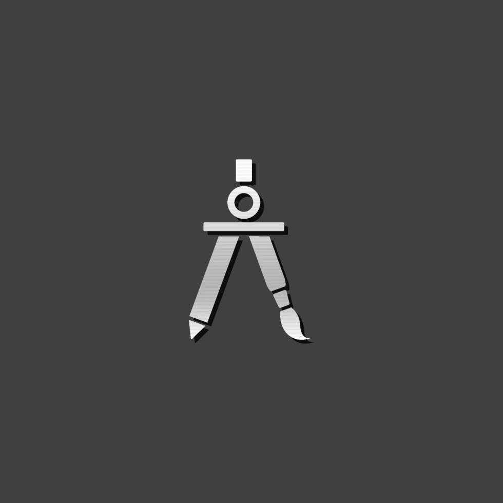dibujo Brújula icono en metálico gris color estilo. ilustración pintura trabajo herramienta vector