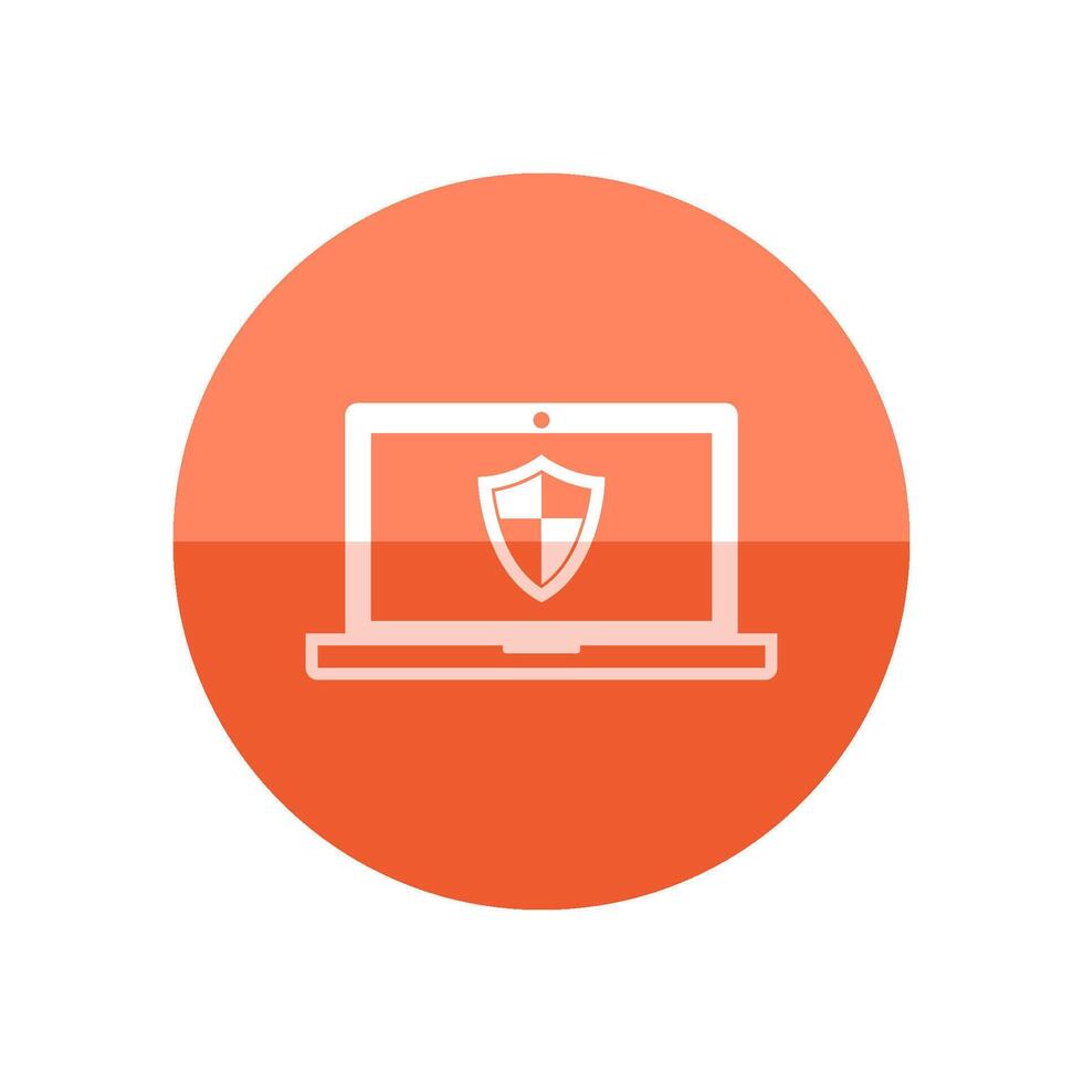 Laptops icon in flat color circle style. Electronic computer network antivirus malware adware virus detection vector