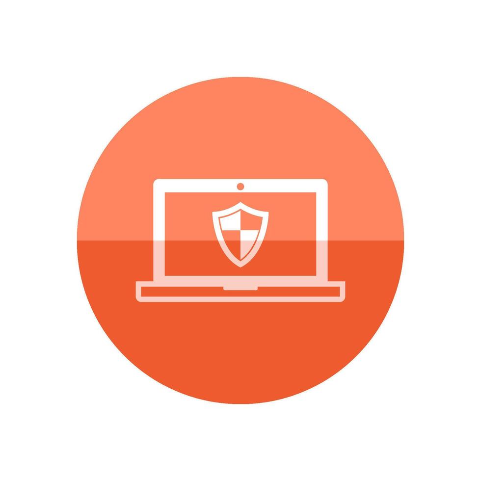 Laptops icon in flat color circle style. Electronic computer network antivirus malware adware virus detection vector