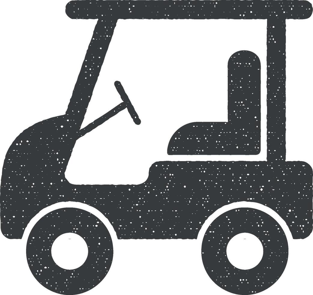 eléctrico golf carro vector icono ilustración con sello efecto