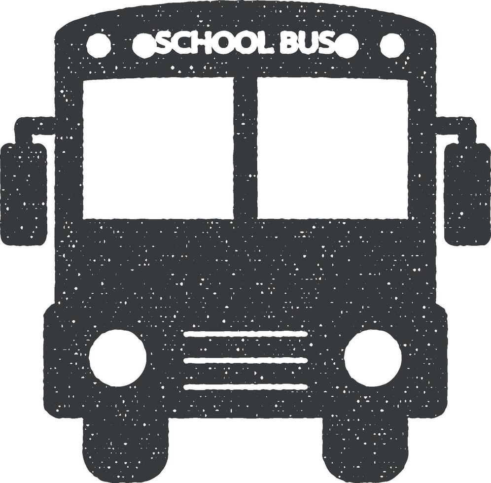 colegio autobús vector icono ilustración con sello efecto