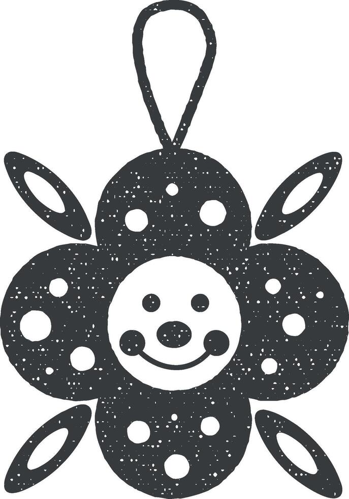 christmas ball vector icon illustration with stamp effect