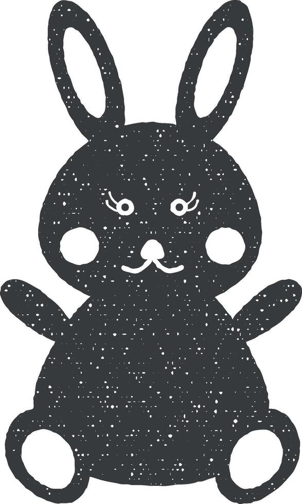 plush bunny toy vector icon illustration with stamp effect