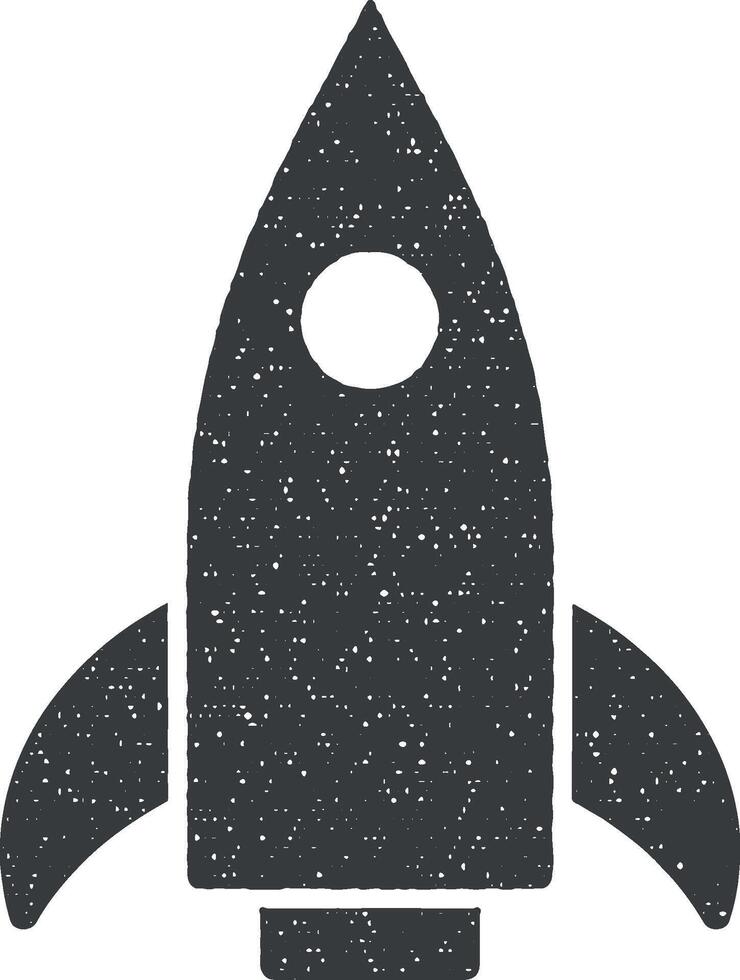 cohete lanzamiento vector icono ilustración con sello efecto