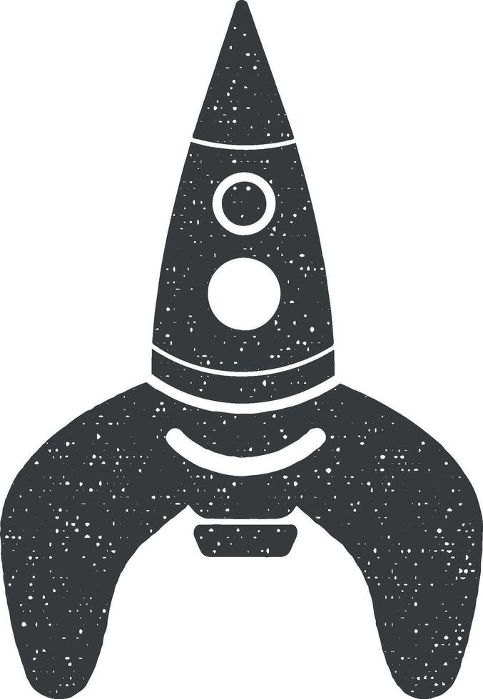 spacecraft toy vector icon illustration with stamp effect