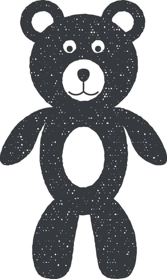Teddy bear plush toy vector icon illustration with stamp effect