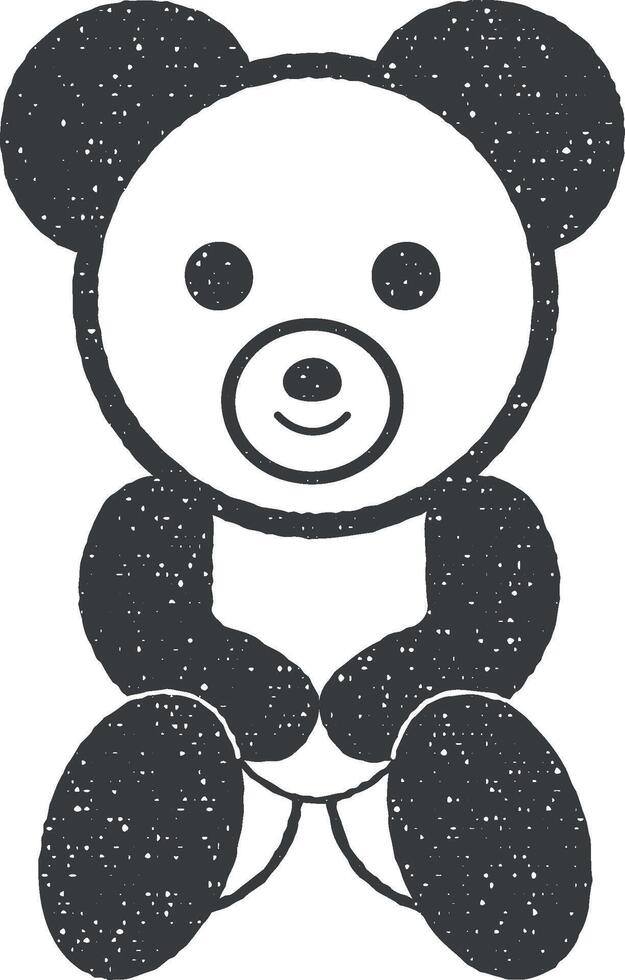 Teddy bear plush toy vector icon illustration with stamp effect