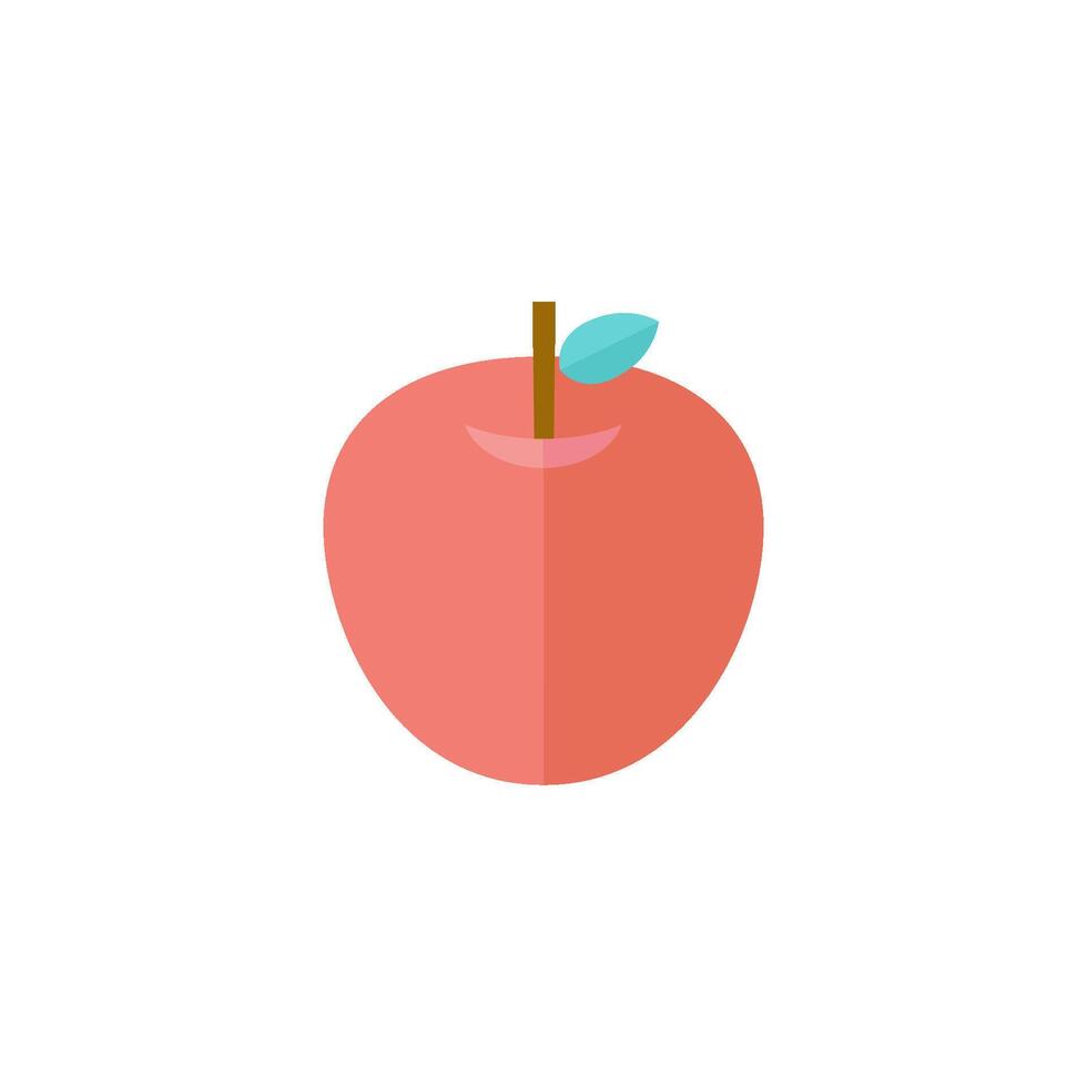 Apple icon in flat color style. Food fruit healthy lifestyle diet sweet school snack vector