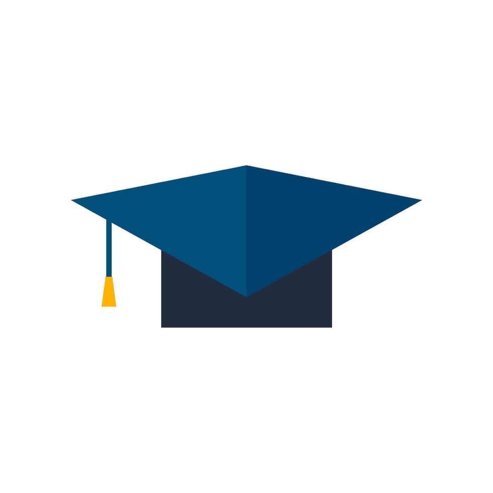 Graduation hat icon in flat color style. Education college student success grad celebration vector