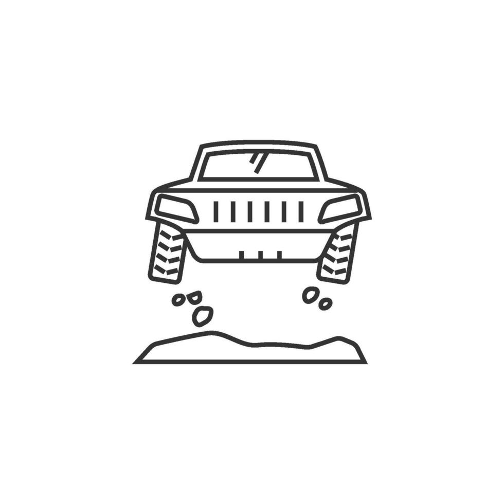 reunión coche icono en Delgado contorno estilo vector