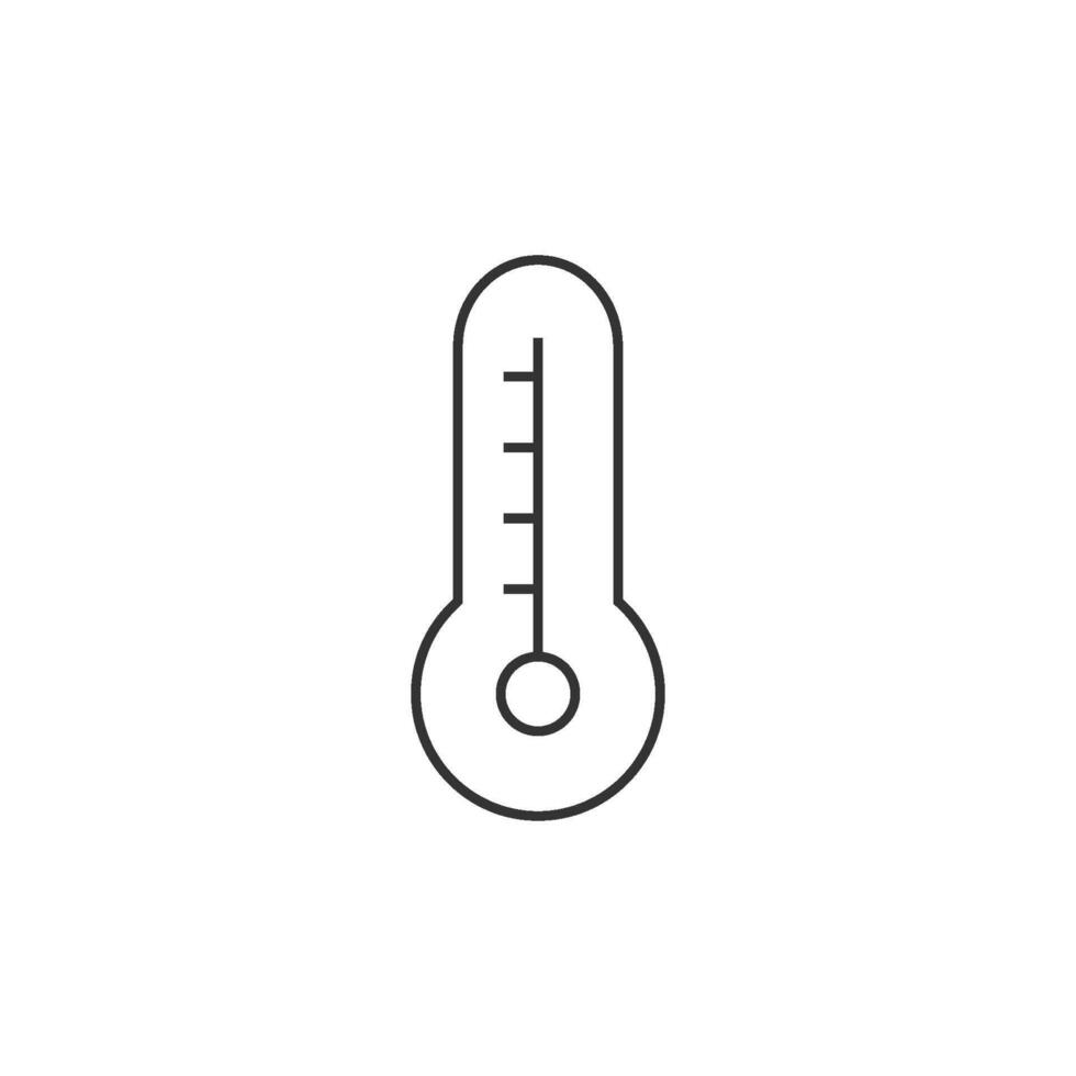 Thermometer icon in thin outline style vector