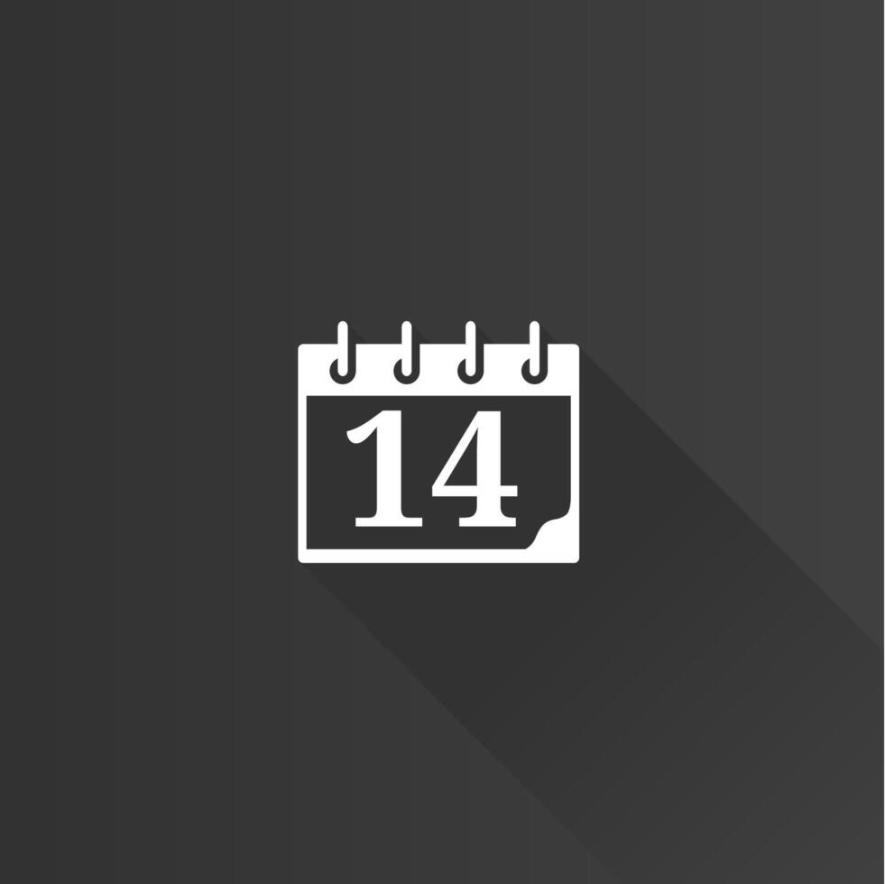Valentine calendar flat color icon long shadow vector illustration