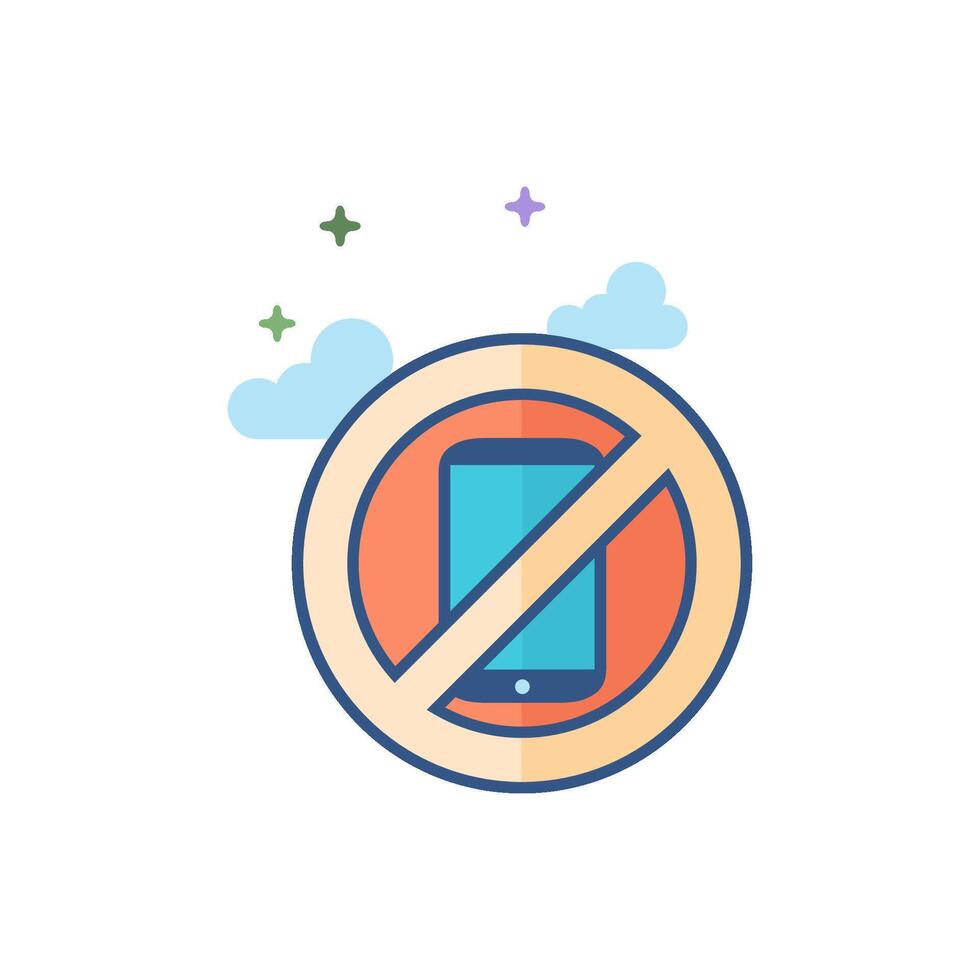 Phone restriction area icon flat color style vector illustration