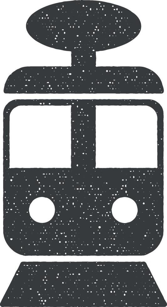 tram vector icon illustration with stamp effect