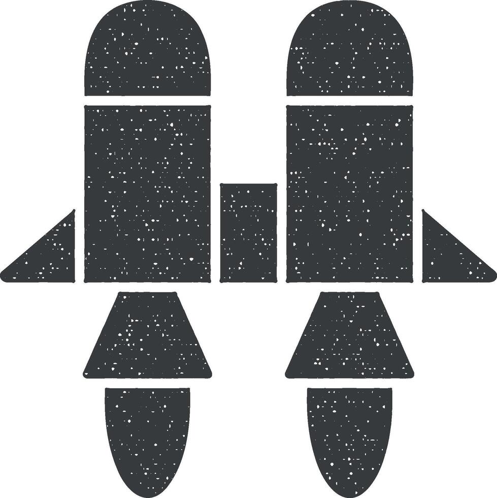 Fly, jetpack, space vector icon illustration with stamp effect