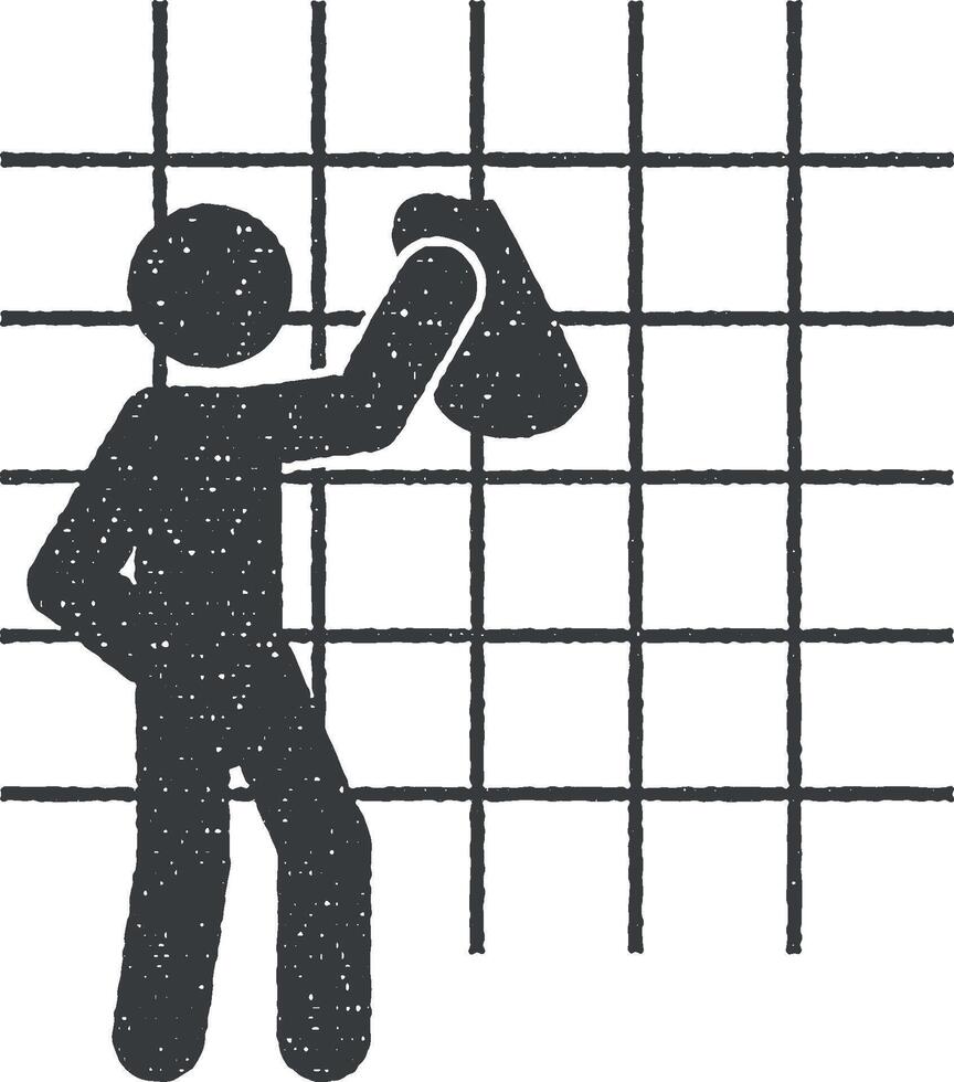 man scrubbing vector icon illustration with stamp effect