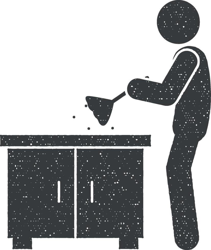 man dusting vector icon illustration with stamp effect