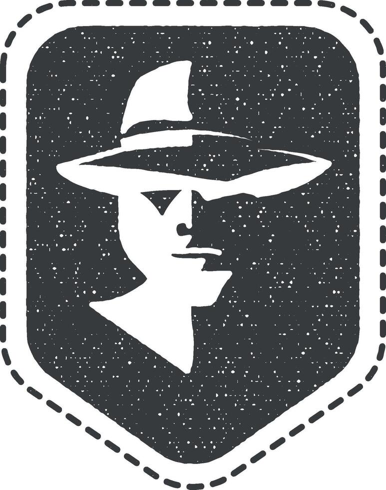 detective stamp black and white vector icon illustration with stamp effect