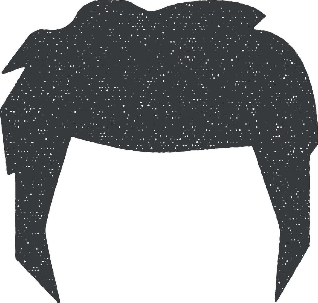 cabello, mujer, Corte de pelo medio vector icono ilustración con sello efecto