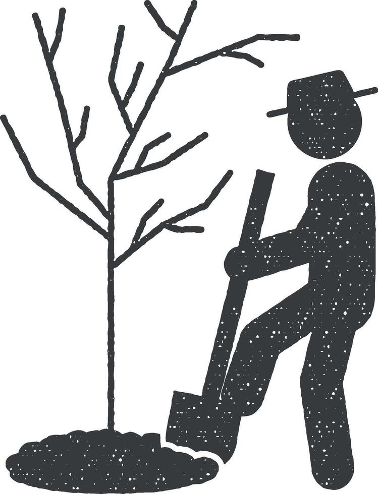 man digging vector icon illustration with stamp effect