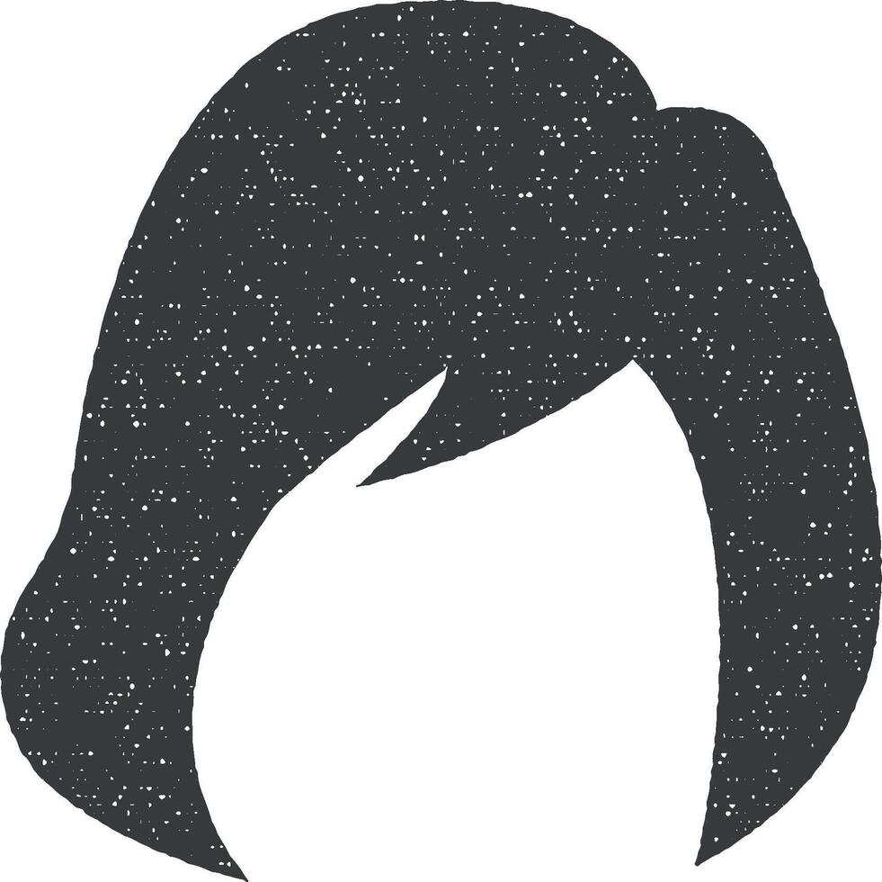 cabello, mujer, Corte de pelo, cabello suelto vector icono ilustración con sello efecto