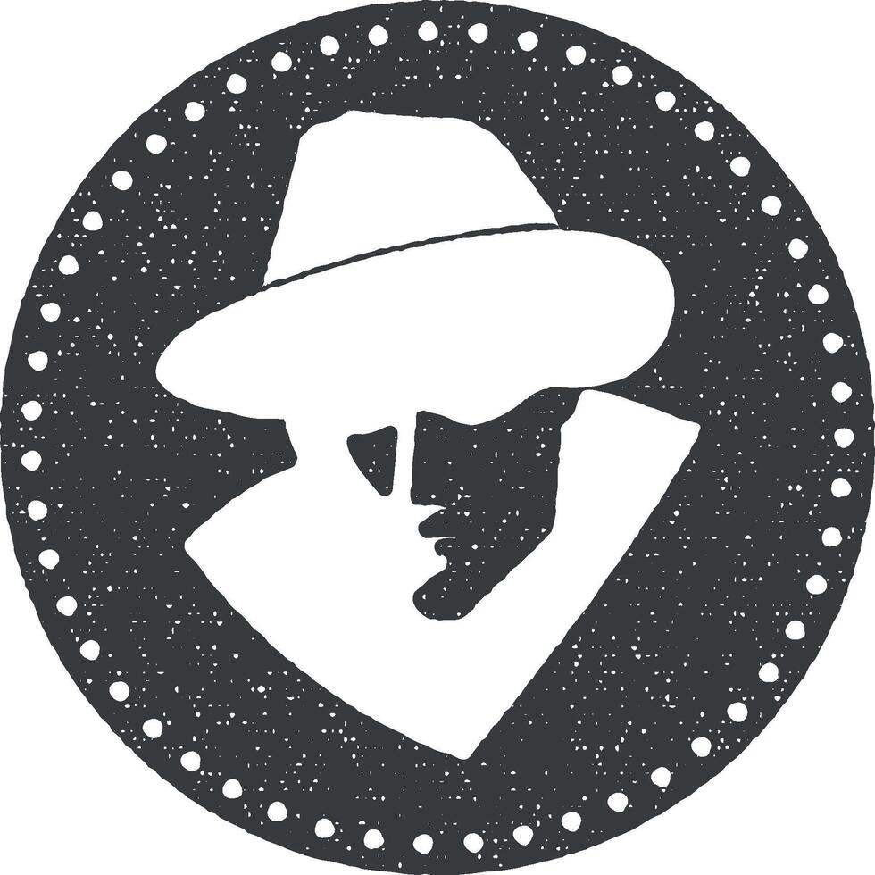 detective stamp black and white vector icon illustration with stamp effect