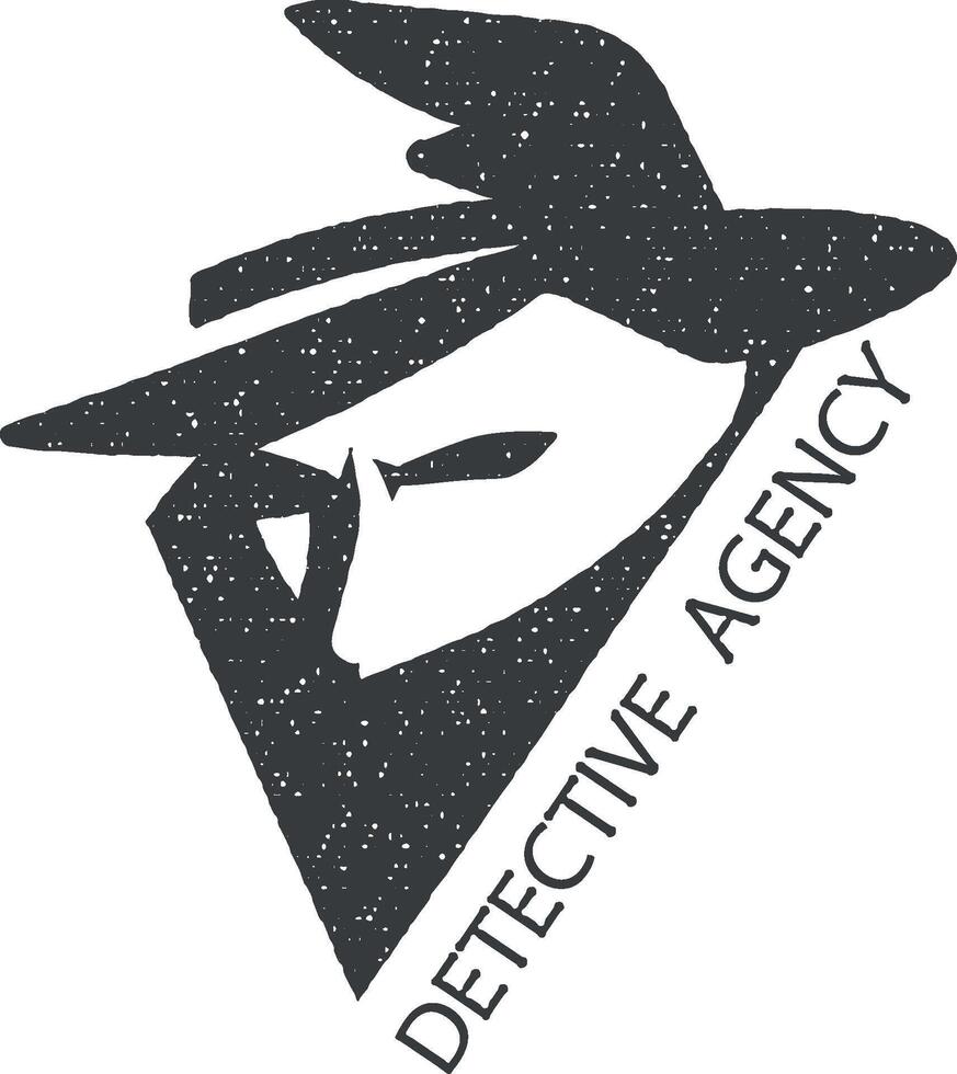 detective black and white vector icon illustration with stamp effect