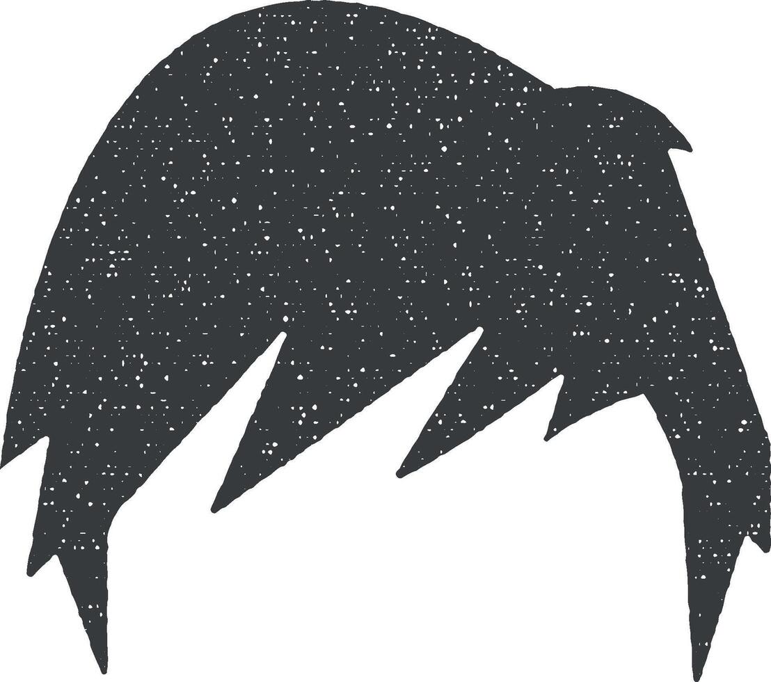 hair, woman, haircut, side fringe vector icon illustration with stamp effect