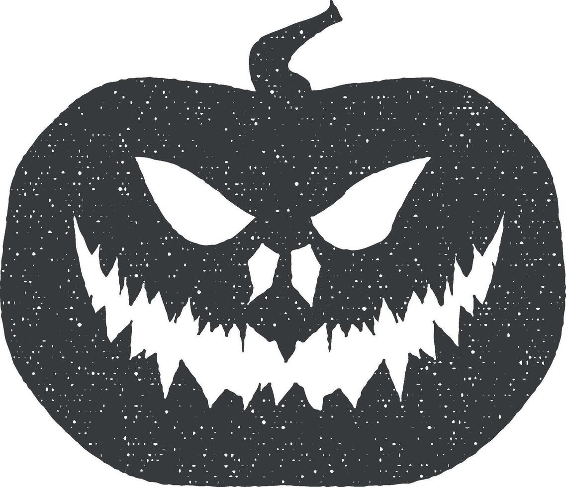 pumpkin halloween silhouette vector icon illustration with stamp effect